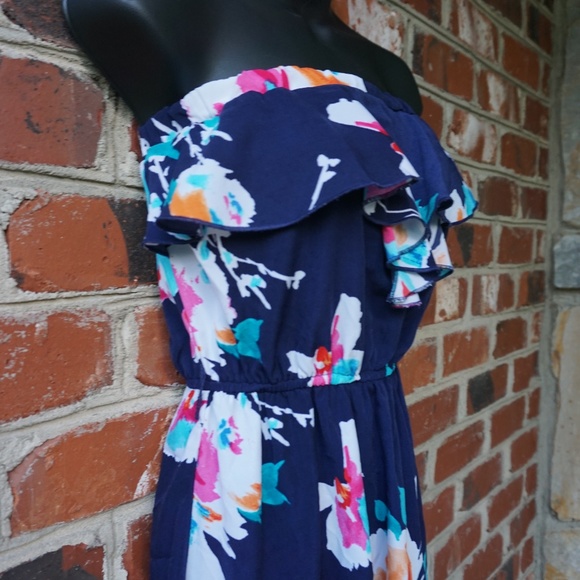 MyMichelle Strapless Floral High-Low Dress - Picture 3 of 6